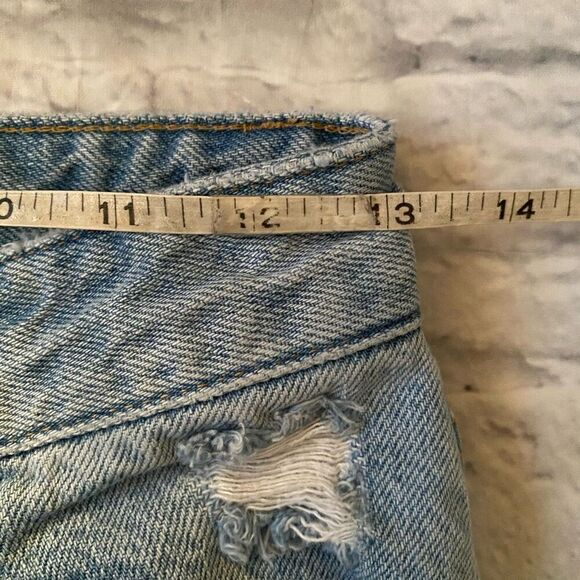 H&M women 4 100% cotton button fly ripped blue jeans - Picture 9 of 10